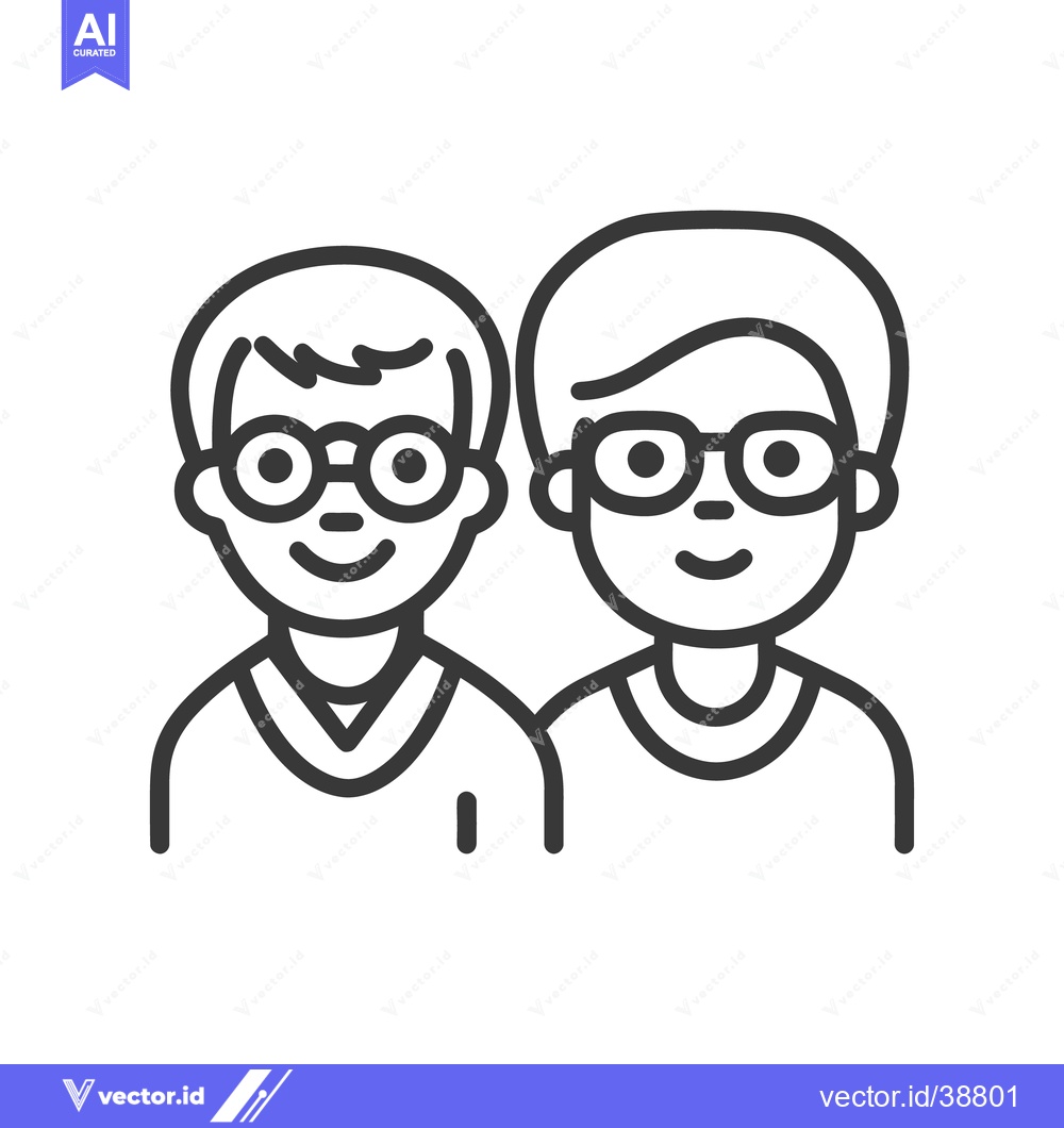 Premium Vector of Two cartoon people are smiling and wearing glasses together