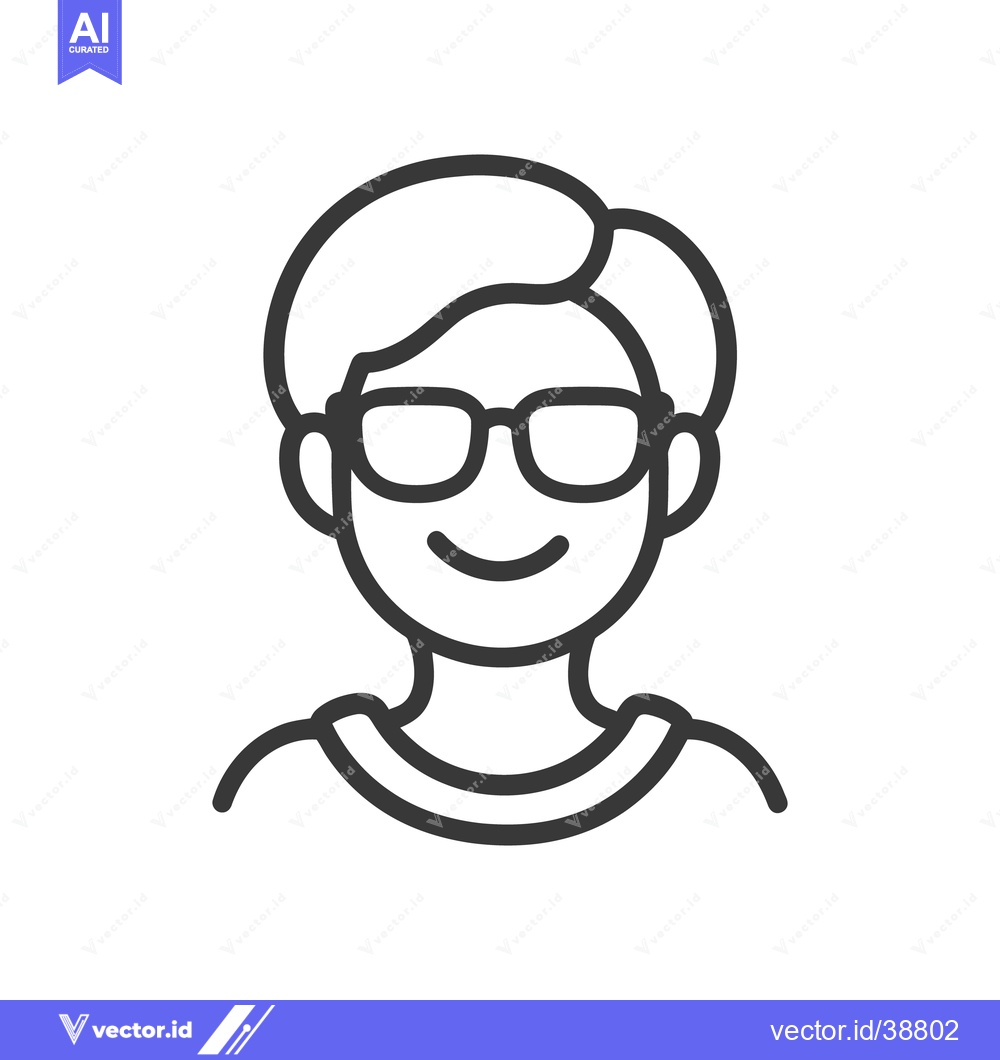 Premium Vector dari A smiling person wearing glasses illustrated in a simple style