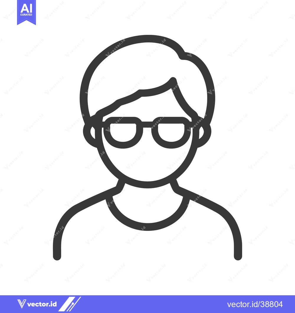 Premium Vector of Simple black and white outline illustration of a person wearing glasse