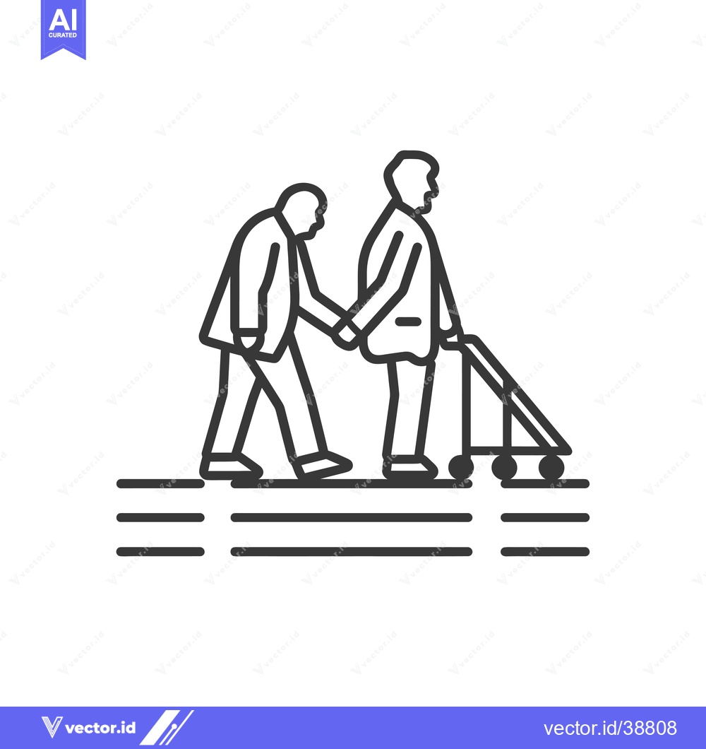 Premium Vector dari Elderly man being helped by another man with a walker