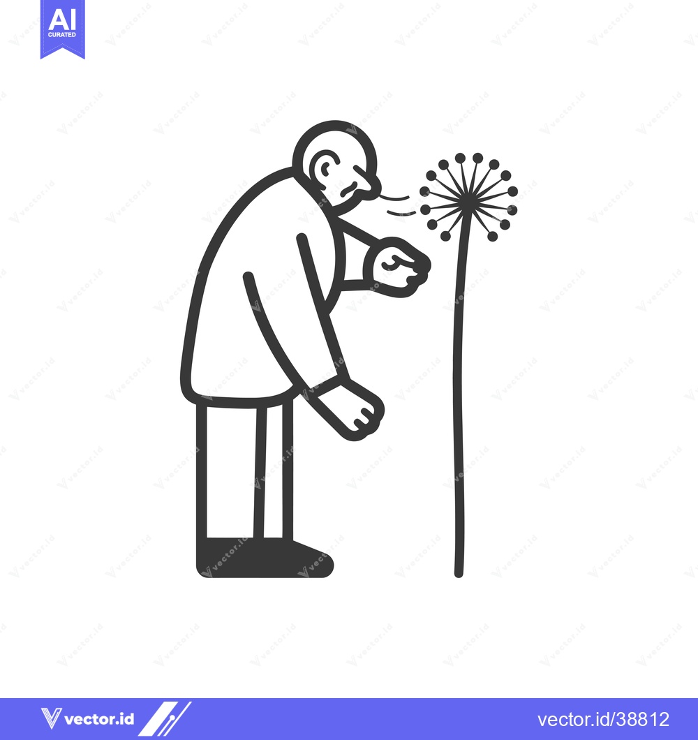 Premium Vector dari Elderly Man Blowing on Dandelion Seeds