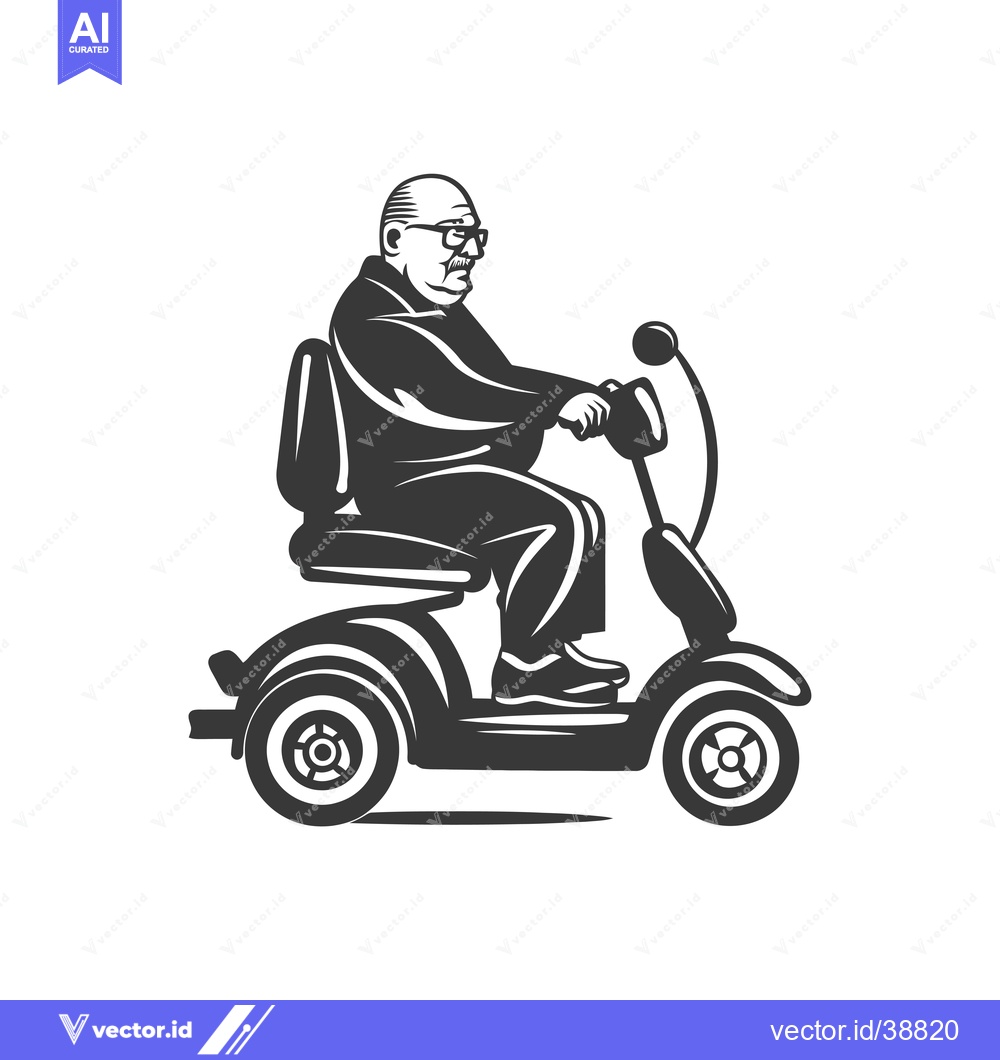 Premium Vector dari Elderly Man Driving a Mobility Scooter