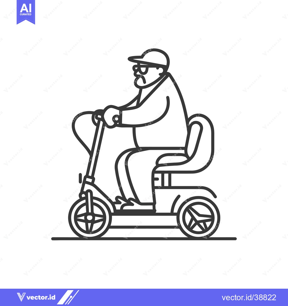 Premium Vector of Elderly Man Driving a Mobility Scooter