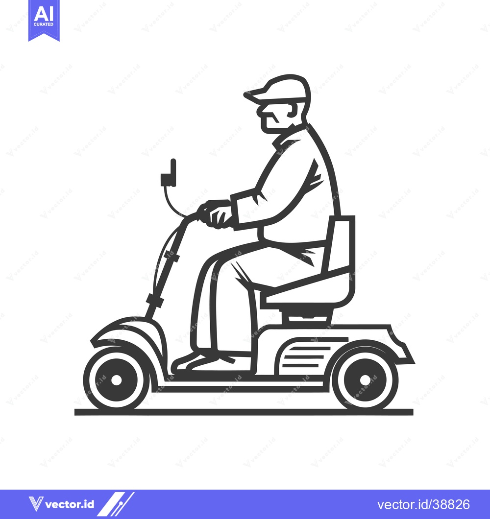 Premium Vector dari Elderly Man Driving a Mobility Scooter