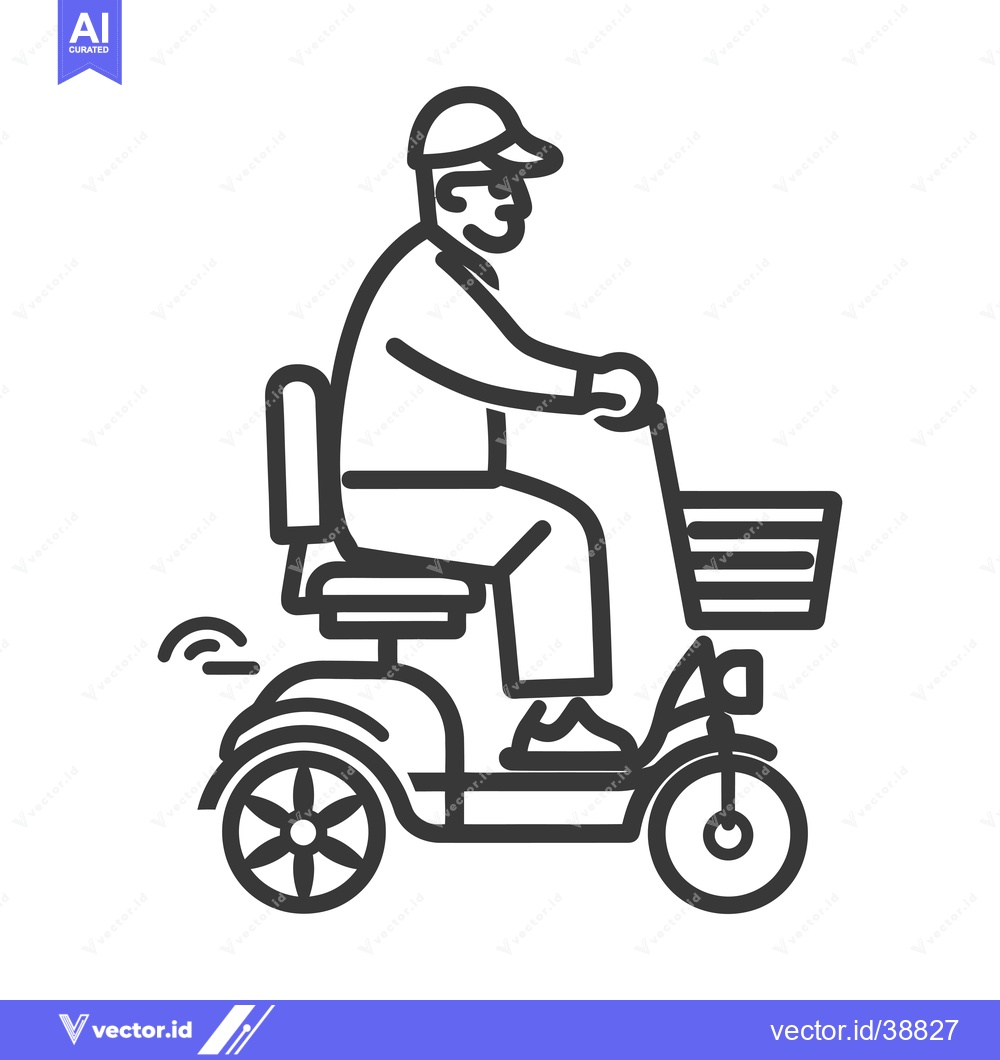 Premium Vector of Elderly Man Driving a Mobility Scooter