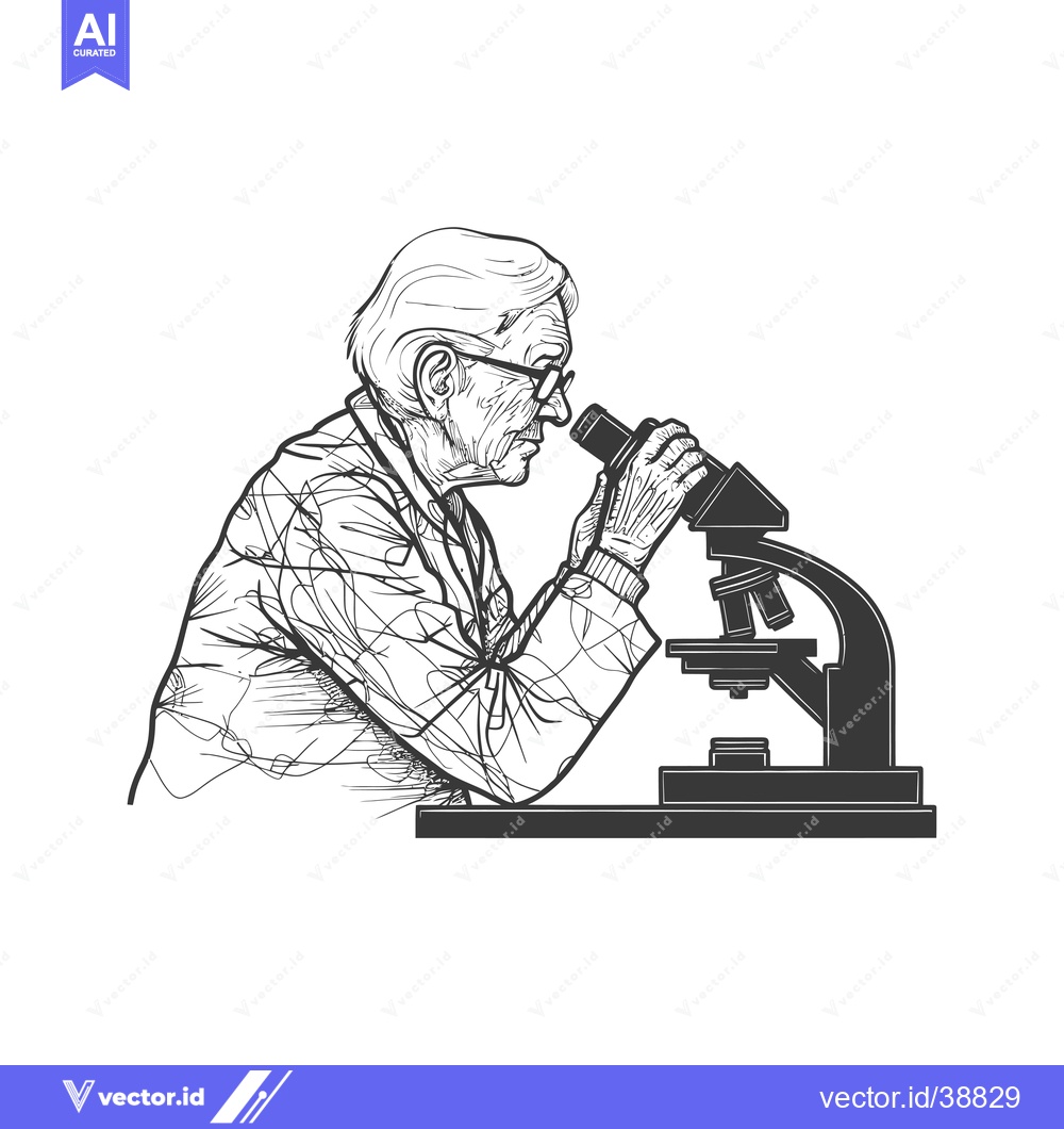 Premium Vector dari Elderly Man Examining Under Microscope