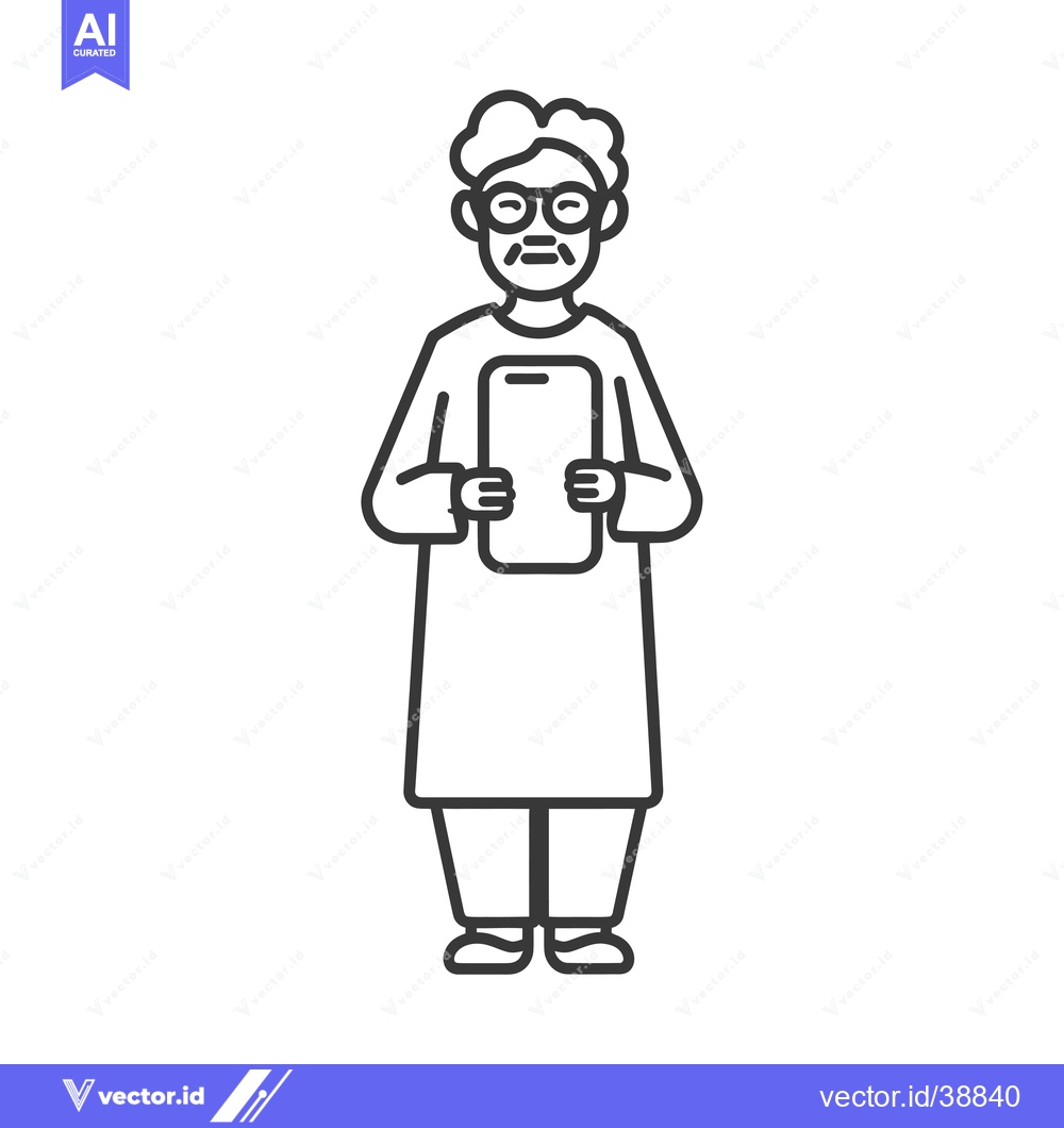 Premium Vector dari Elderly Man Holding Smartphone with Glasses and Mustache