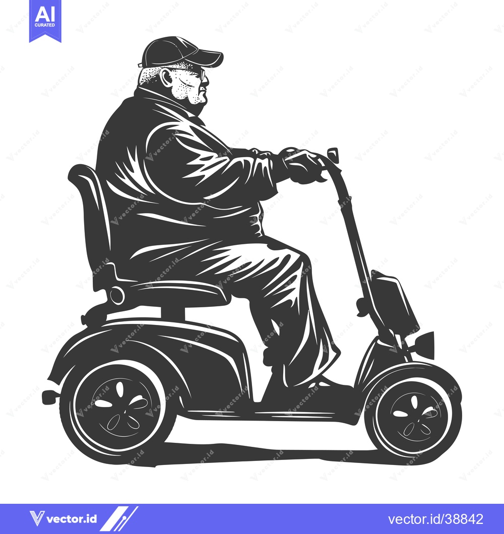 Premium Vector of Elderly Man in a Cap Driving a Mobility Scooter