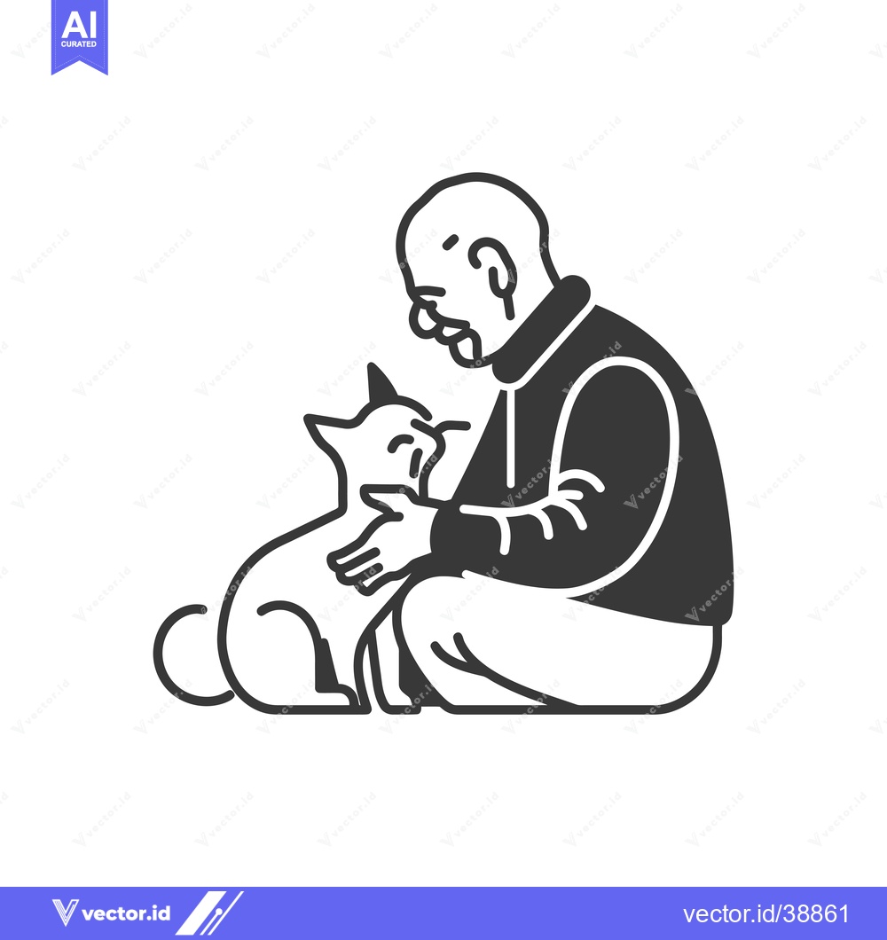 Premium Vector dari Elderly Man Petting a Cat