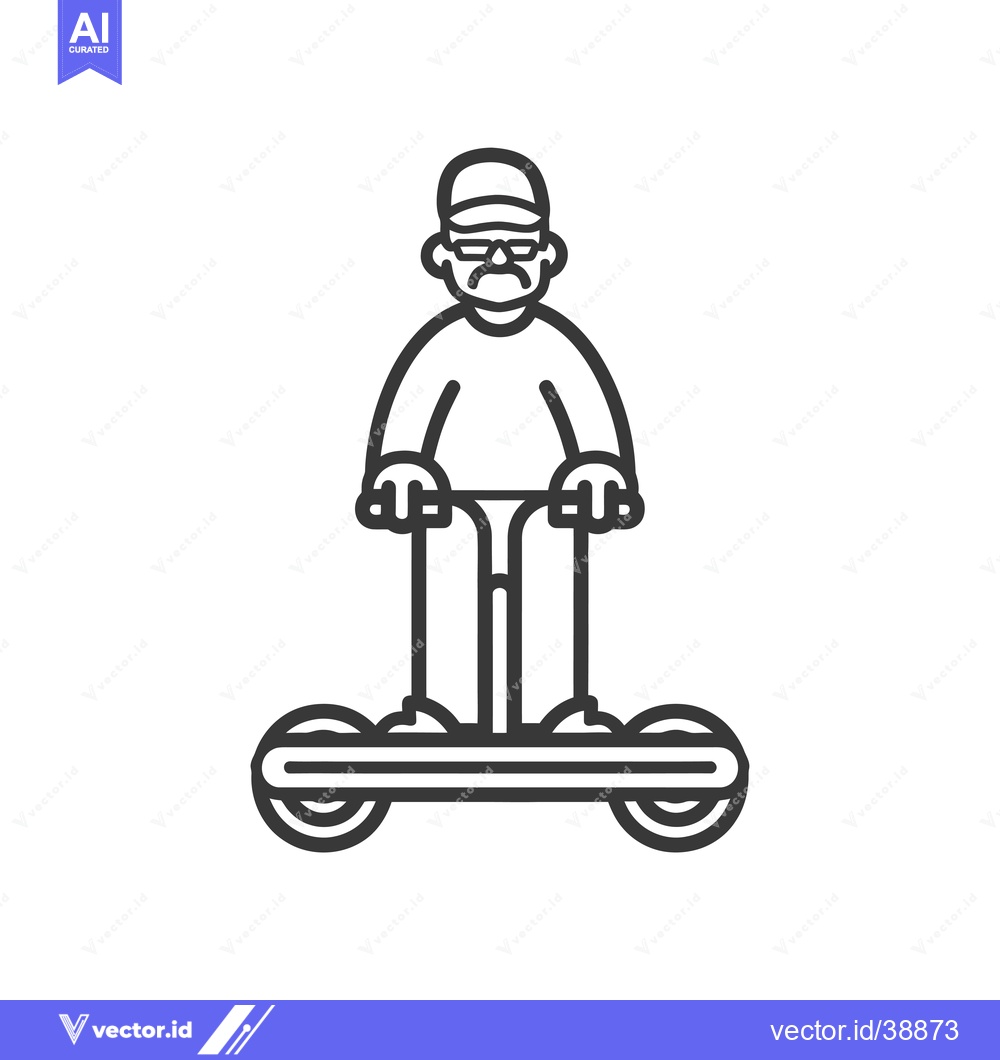 Premium Vector dari Elderly Man Riding a Hoverboard with a Cap and Glasses