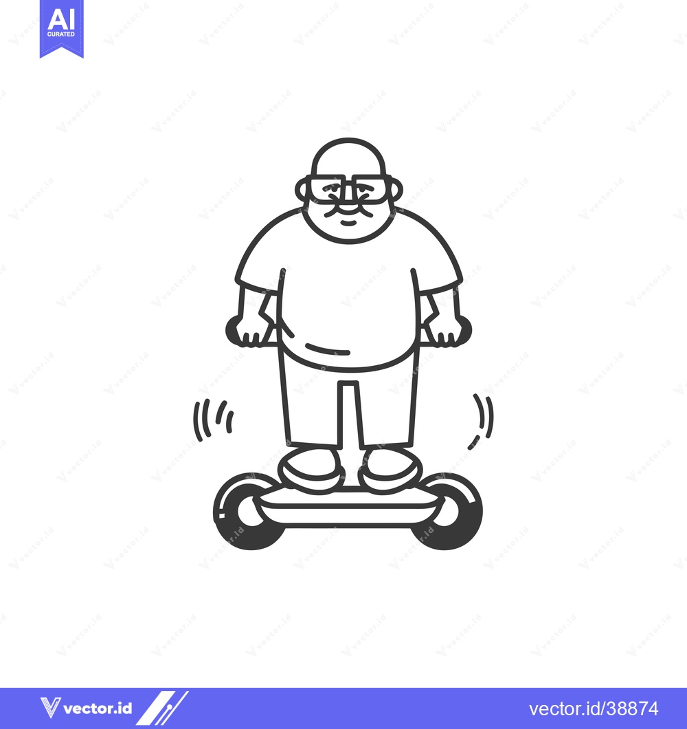 Premium Vector dari Elderly Man Riding A Hoverboard With Glasses