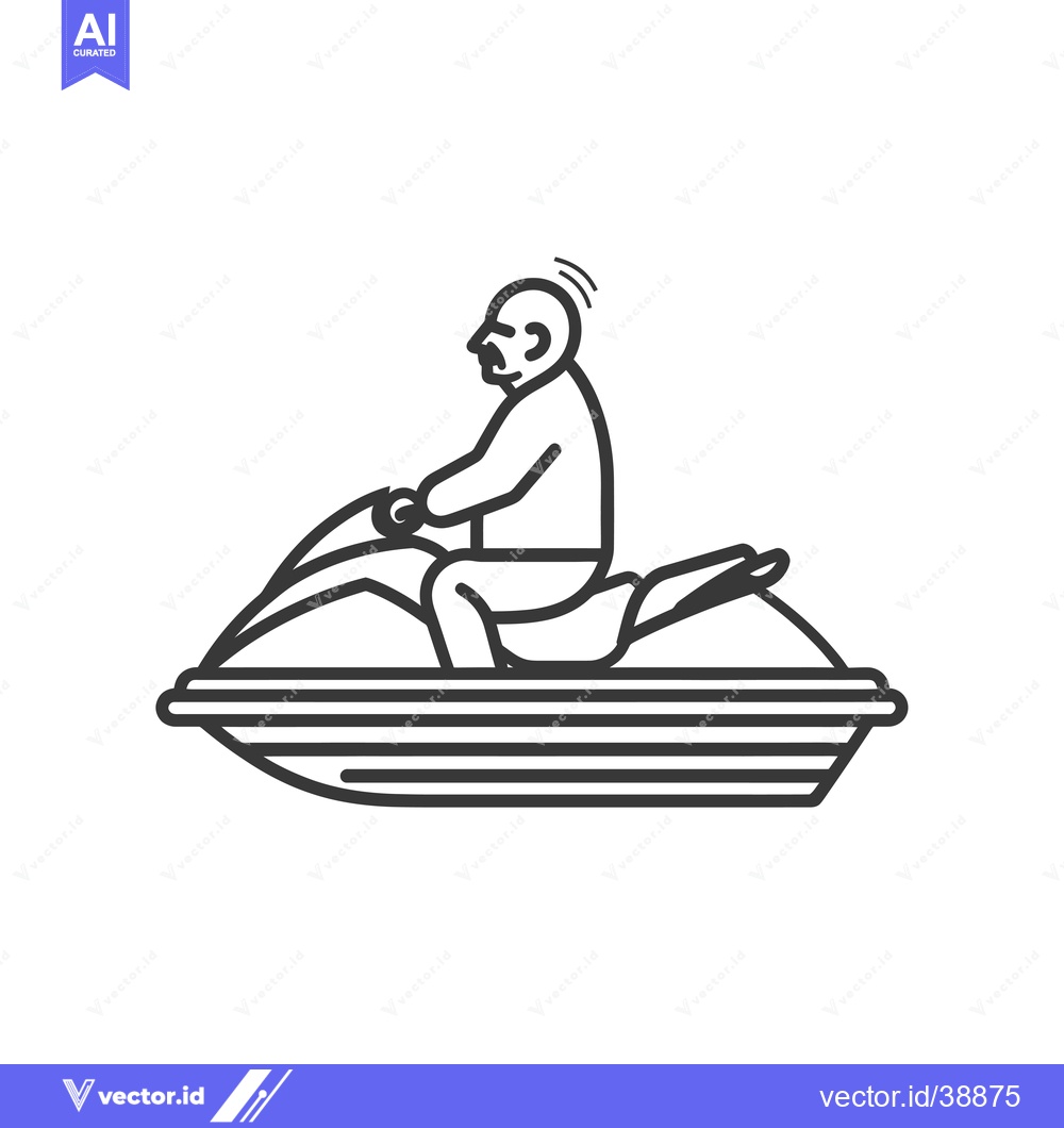 Premium Vector dari Elderly Man Riding a Jet Ski