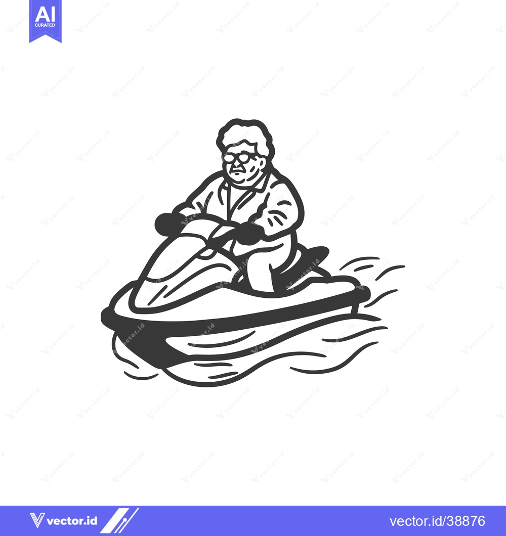 Premium Vector dari Elderly Man Riding a Jet Ski