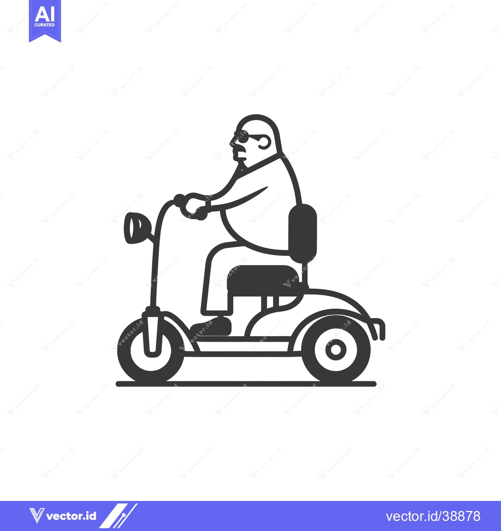 Premium Vector of Elderly Man Riding a Mobility Scooter
