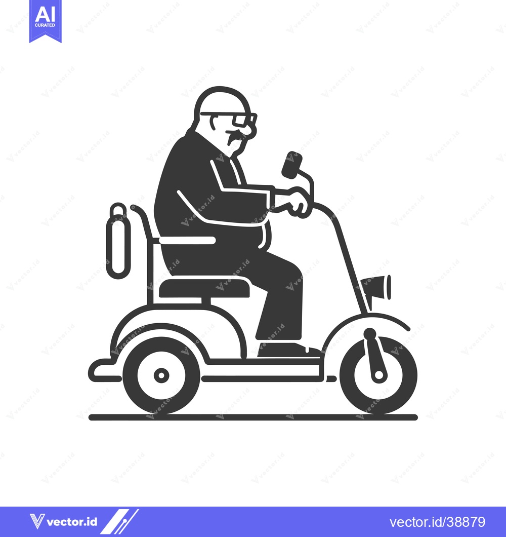 Premium Vector of Elderly Man Riding a Mobility Scooter