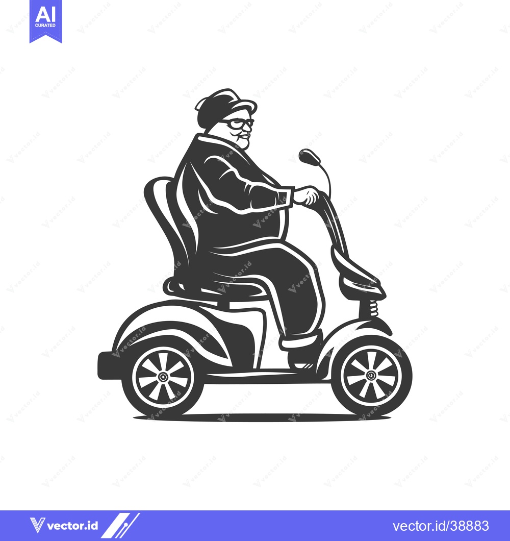 Premium Vector of Elderly Man Riding a Mobility Scooter