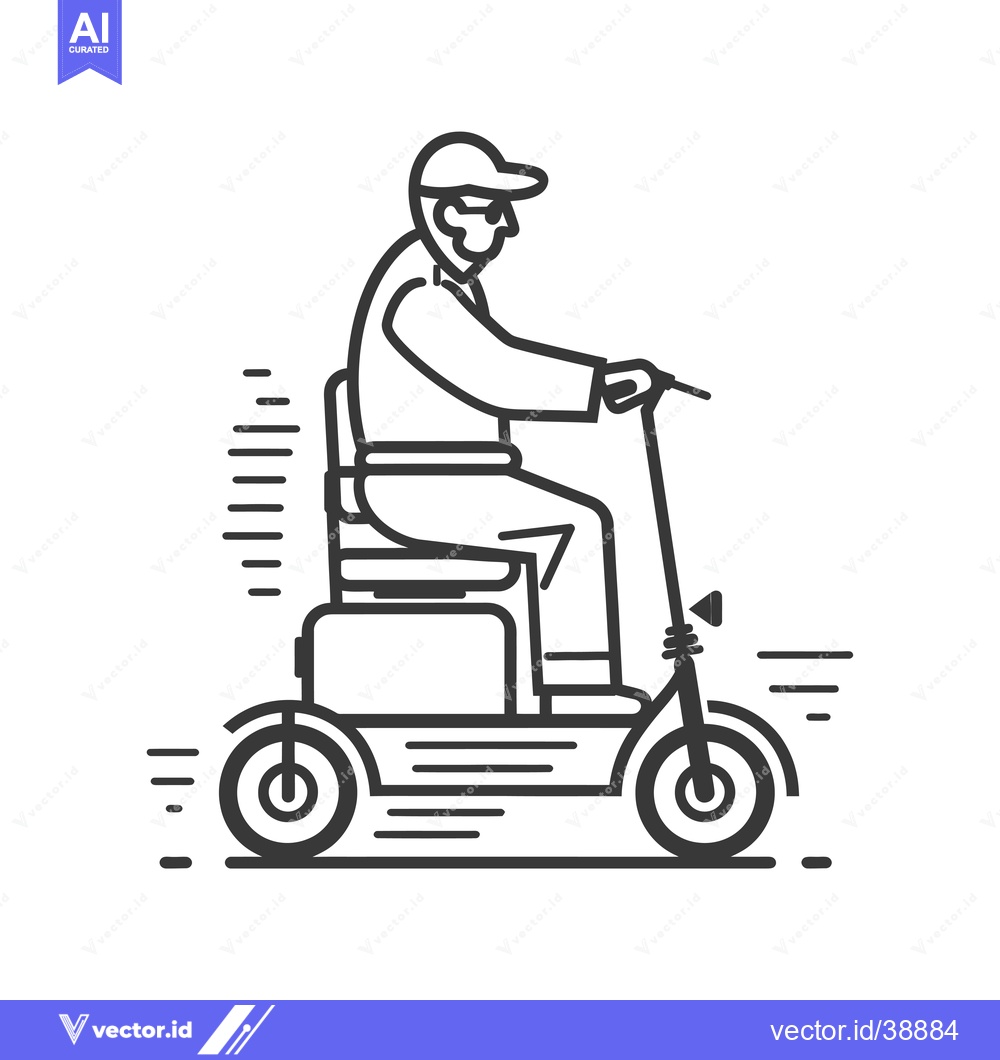 Premium Vector dari Elderly Man Riding a Mobility Scooter