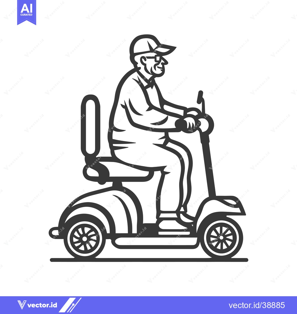 Premium Vector dari Elderly Man Riding a Mobility Scooter