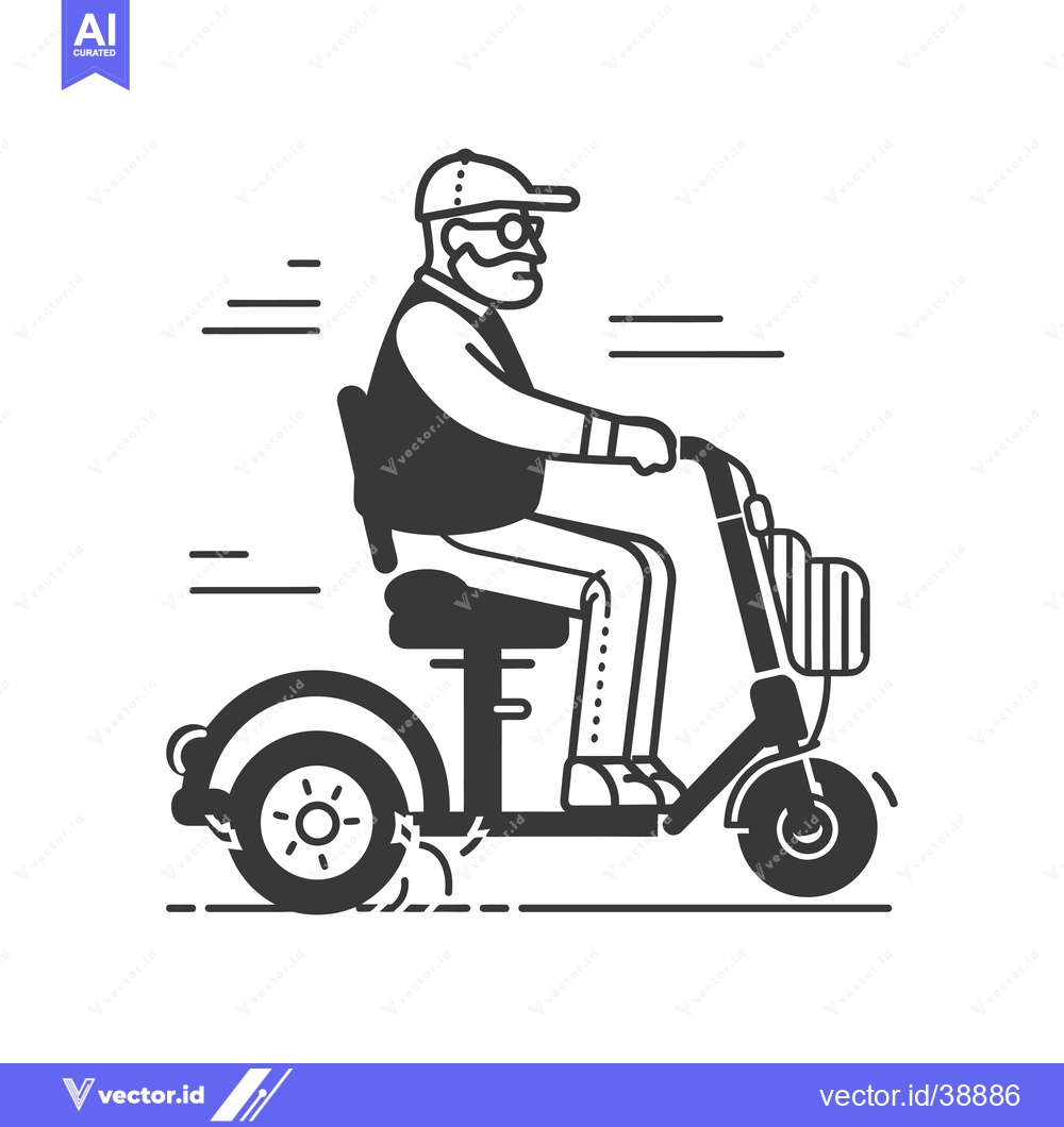 Premium Vector of Elderly Man Riding a Mobility Scooter
