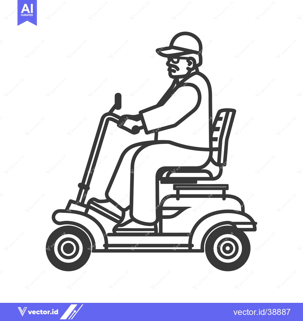 Premium Vector of Elderly Man Riding a Mobility Scooter