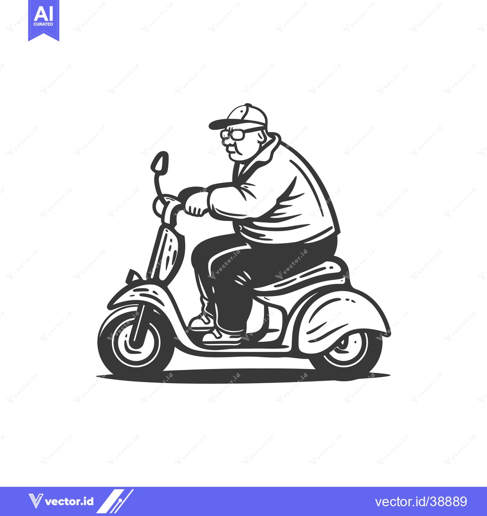 Premium Vector of Elderly Man Riding a Motor Scooter