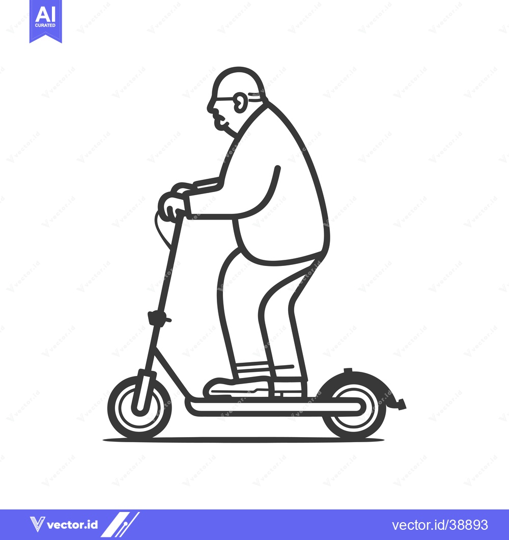 Premium Vector dari Elderly man riding an electric scooter