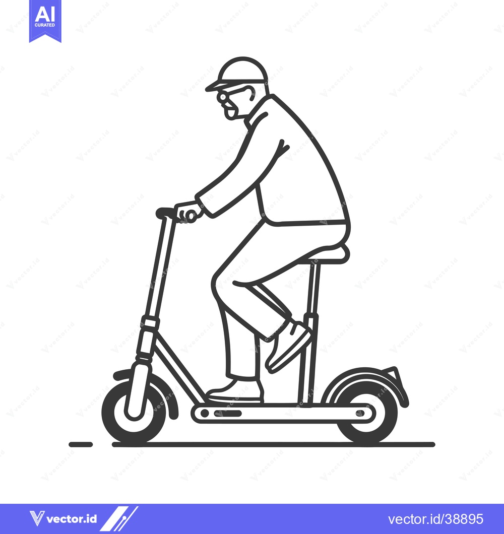 Premium Vector dari Elderly Man Riding an Electric Scooter