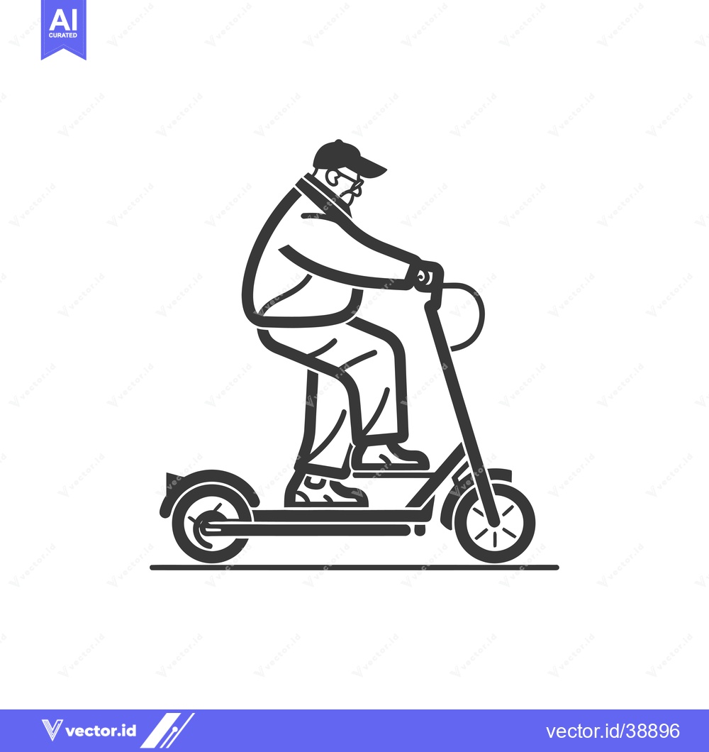 Premium Vector dari Elderly man riding an electric scooter
