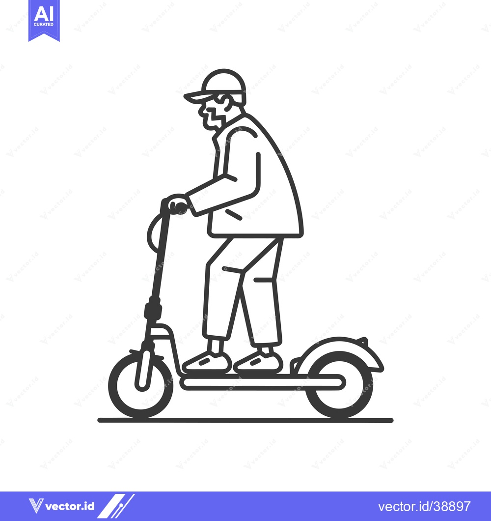 Premium Vector dari Elderly Man Riding an Electric Scooter