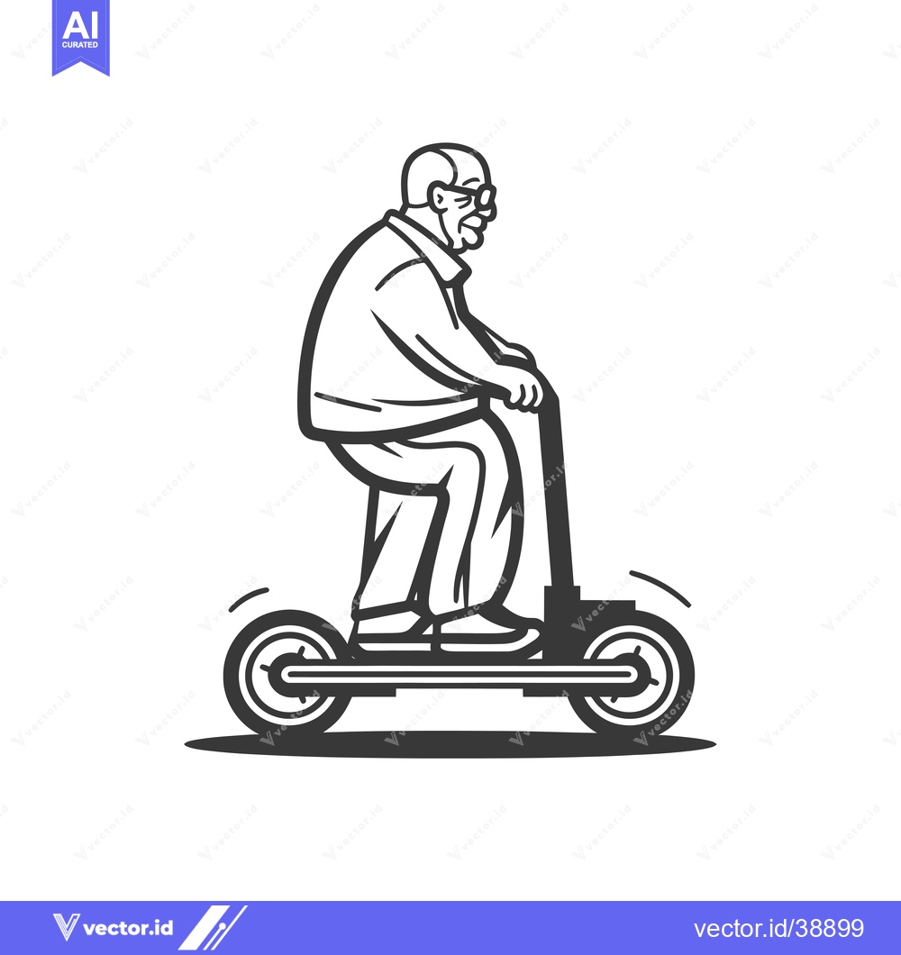 Premium Vector dari Elderly Man Riding an Electric Scooter