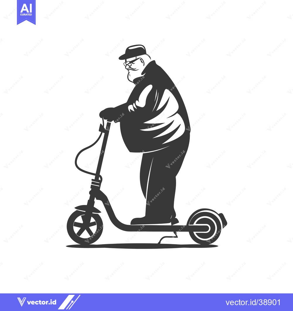 Premium Vector dari Elderly Man Riding a Scooter