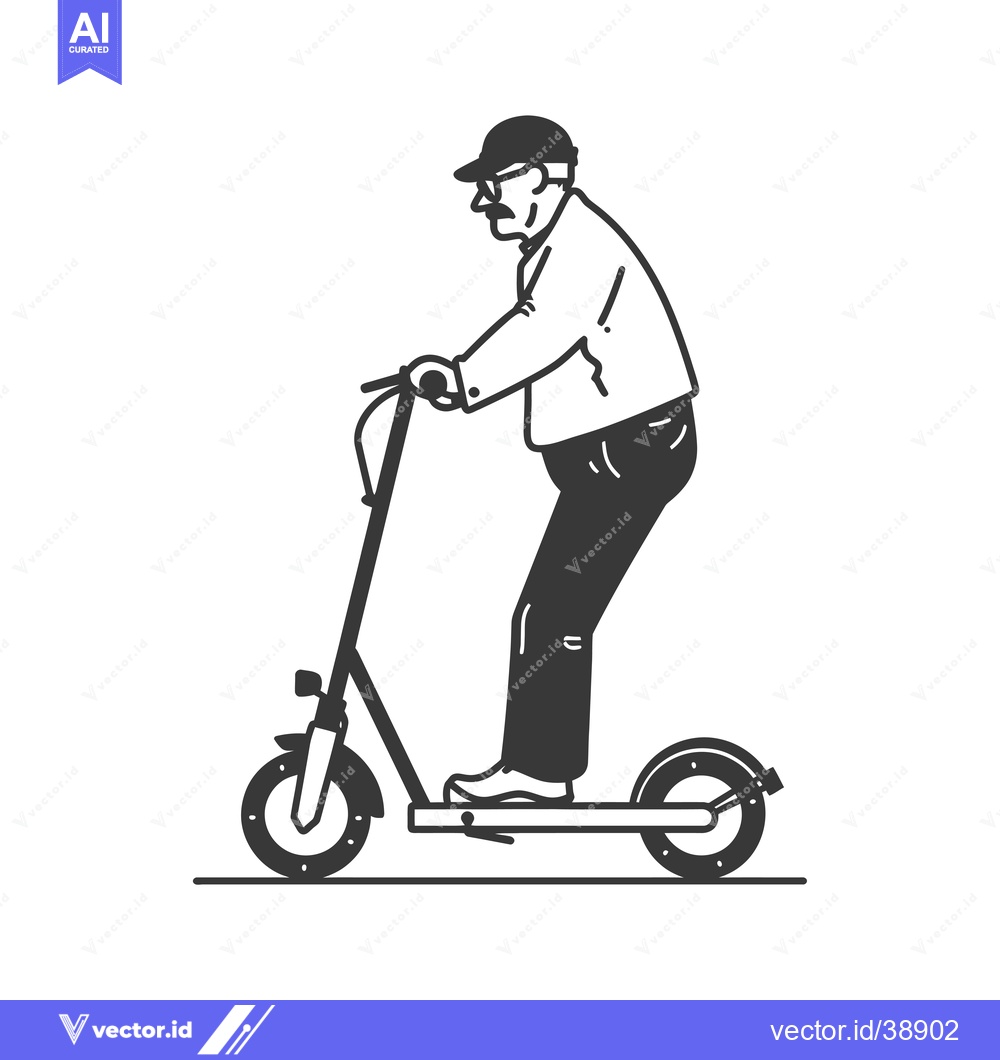 Premium Vector dari Elderly man riding a scooter