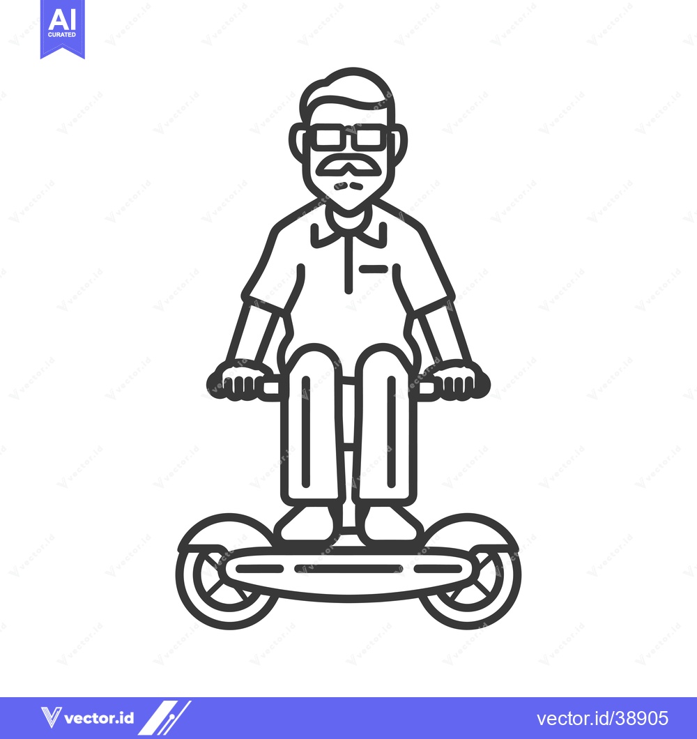 Premium Vector dari Elderly Man Riding a Self-Balancing Electric Scooter
