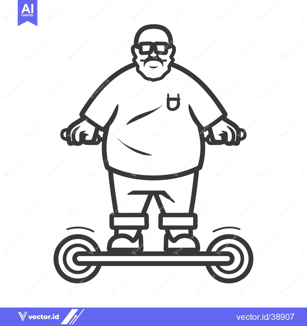 Premium Vector of Elderly Man Riding a Self-Balancing Scooter