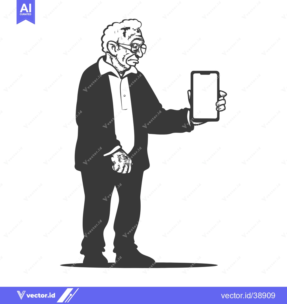 Premium Vector dari Elderly Man Showing Blank Smartphone Screen