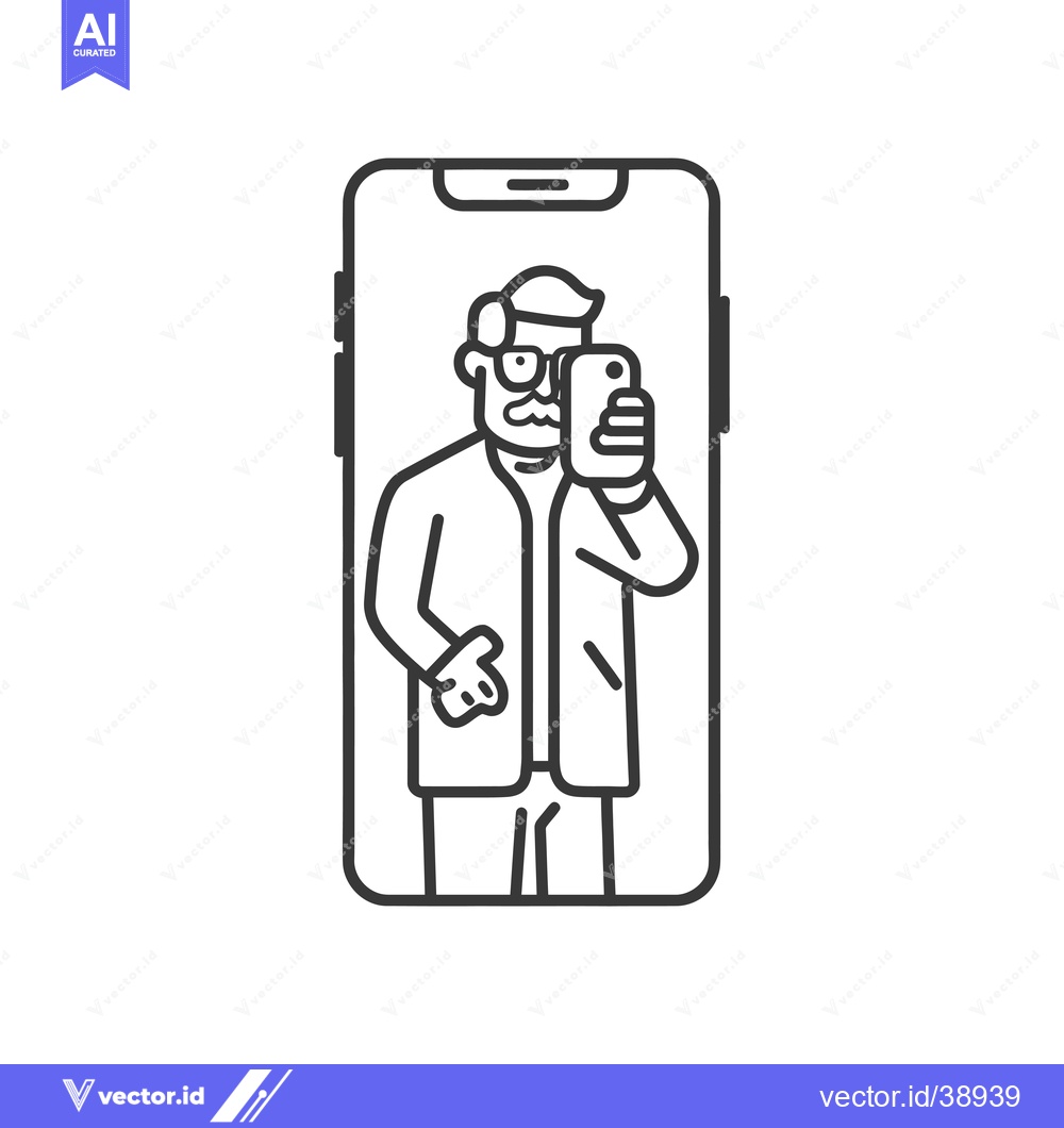 Premium Vector of Elderly Man Taking a Selfie on Smartphone