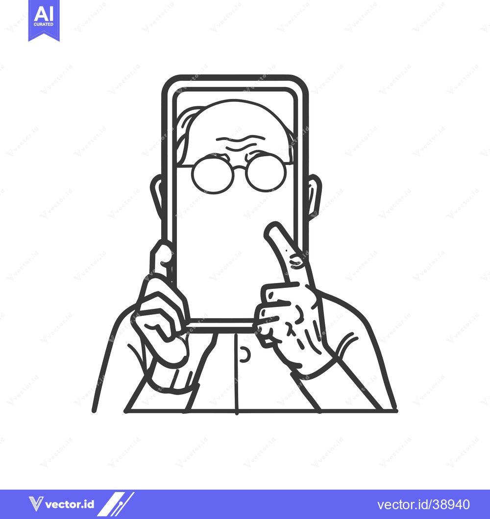 Premium Vector dari Elderly Man Taking a Selfie with a Smartphone