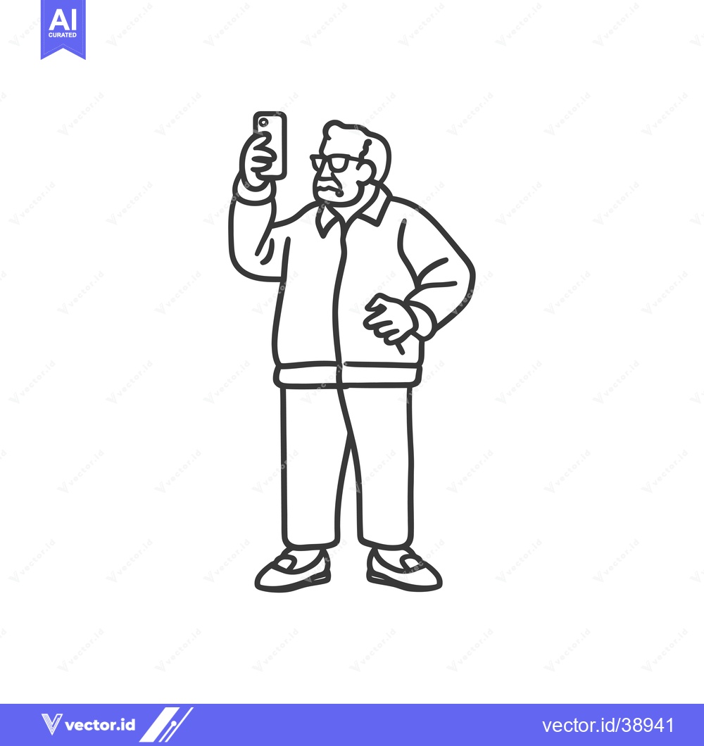 Premium Vector dari Elderly Man Taking a Selfie with a Smartphone