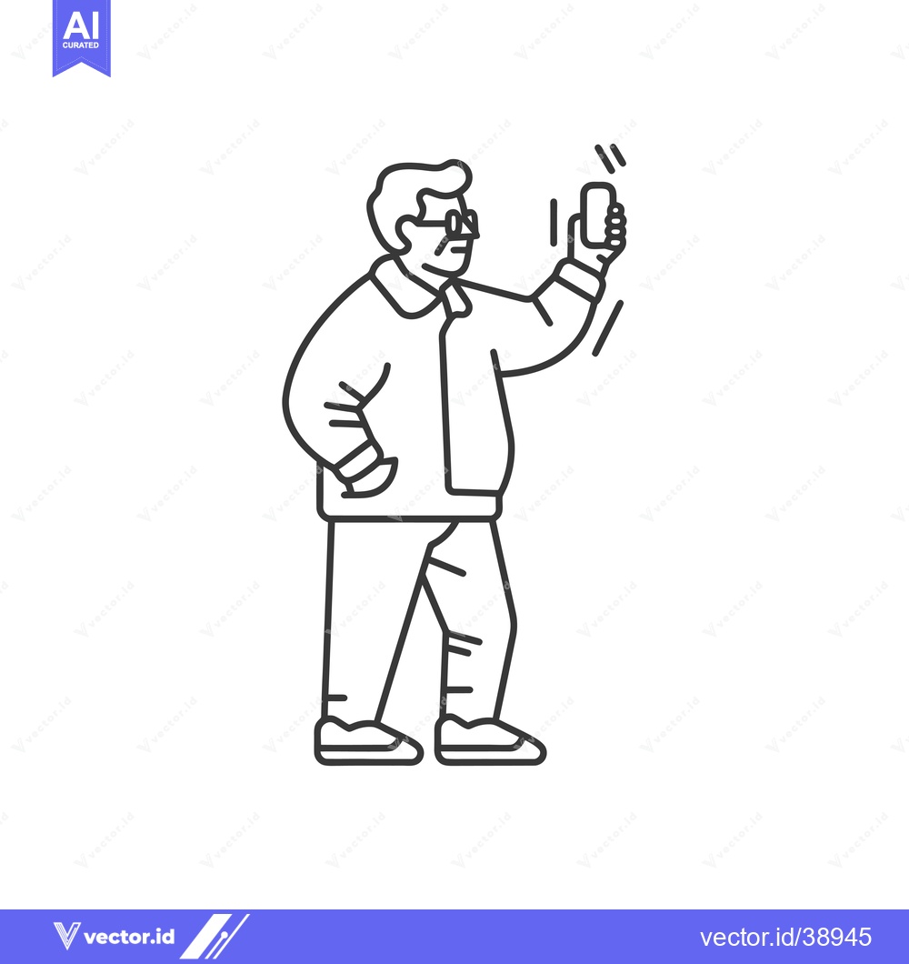 Premium Vector dari Elderly Man Taking a Selfie with a Smartphone