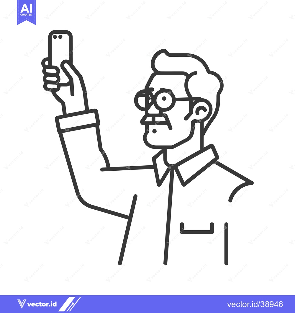Premium Vector dari Elderly Man Taking a Selfie with Smartphone