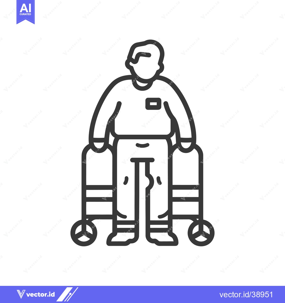 Premium Vector dari Elderly Man Using a Walker