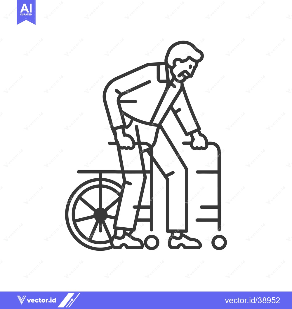 Premium Vector dari Elderly Man Using a Walker for Mobility Assistance