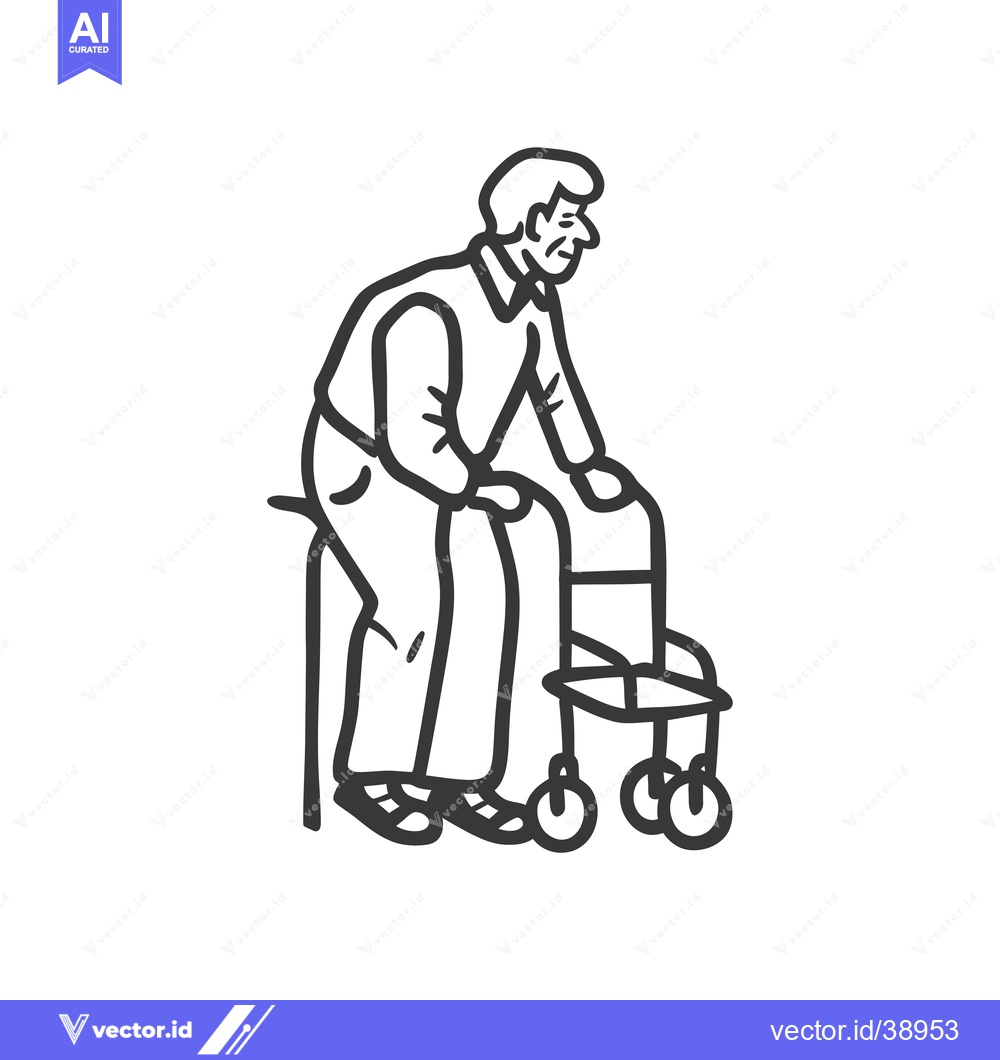 Premium Vector dari Elderly man using a walker for mobility assistance