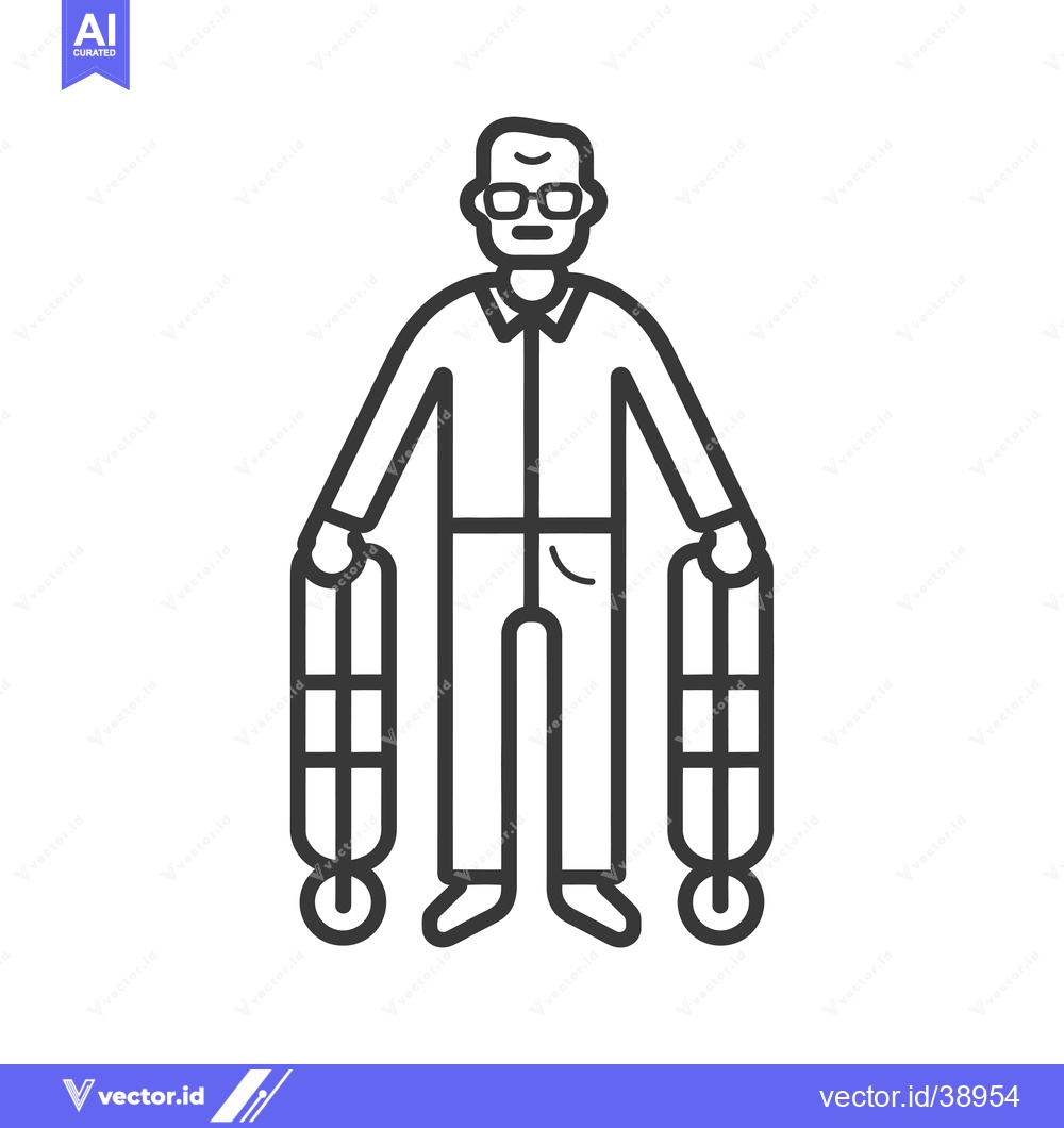 Premium Vector dari Elderly Man Using a Walker for Mobility Support