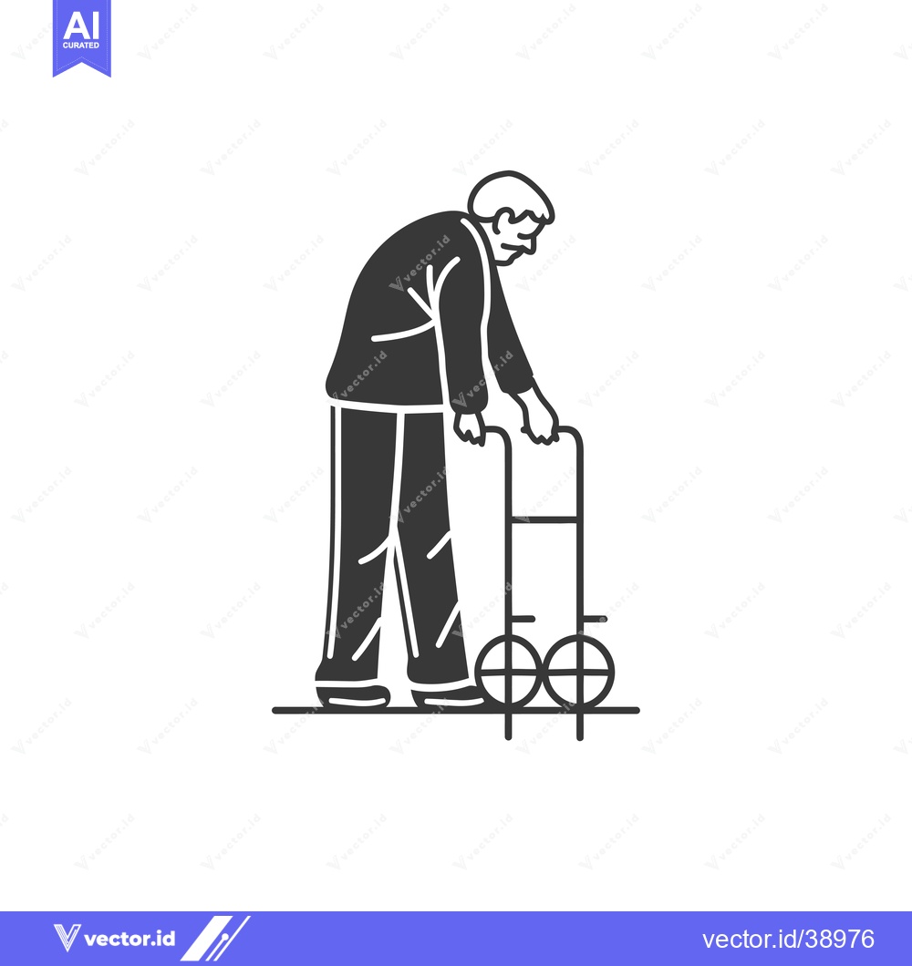 Premium Vector dari Elderly man with a walker