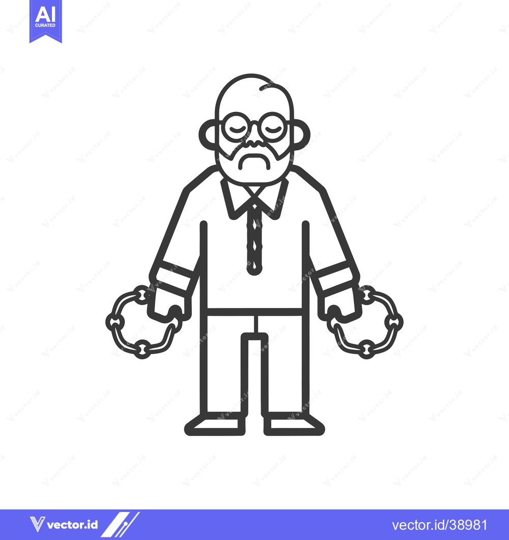 Premium Vector dari Elderly Man with Glasses and a Mustache Holding a Chain in Each Hand