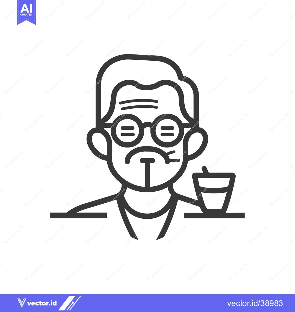 Premium Vector dari Elderly Man with Glasses Drinking from a Glass with a Straw