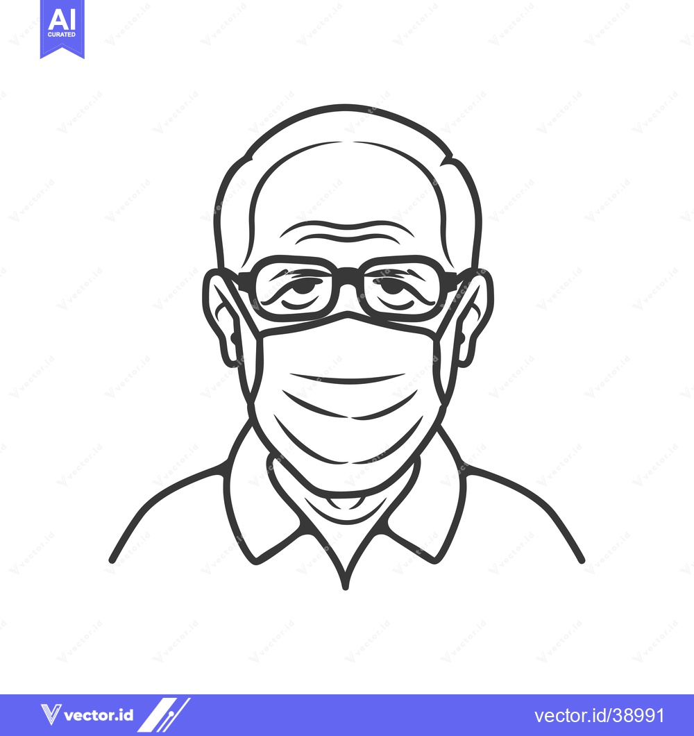 Premium Vector dari Elderly man with glasses wearing a face mask