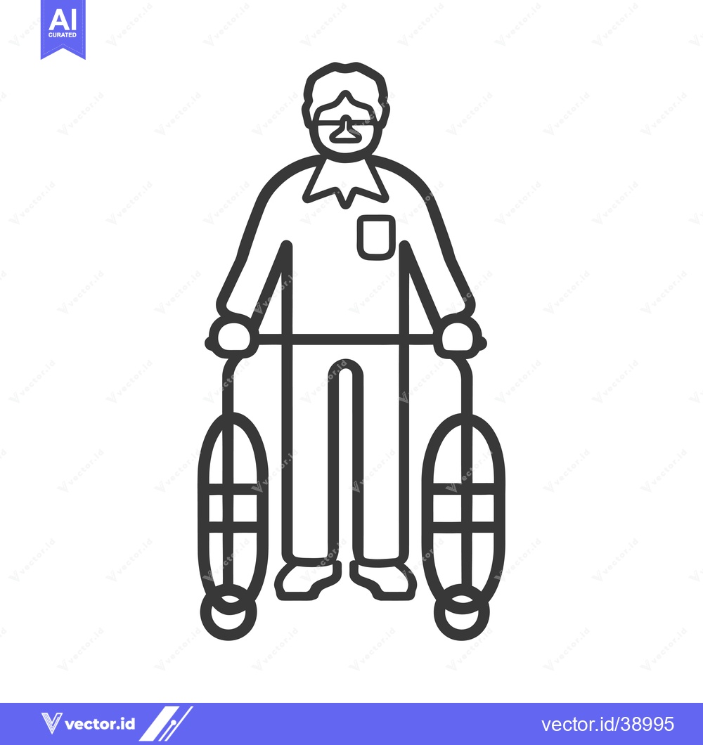 Premium Vector dari Elderly Man with Walking Frame