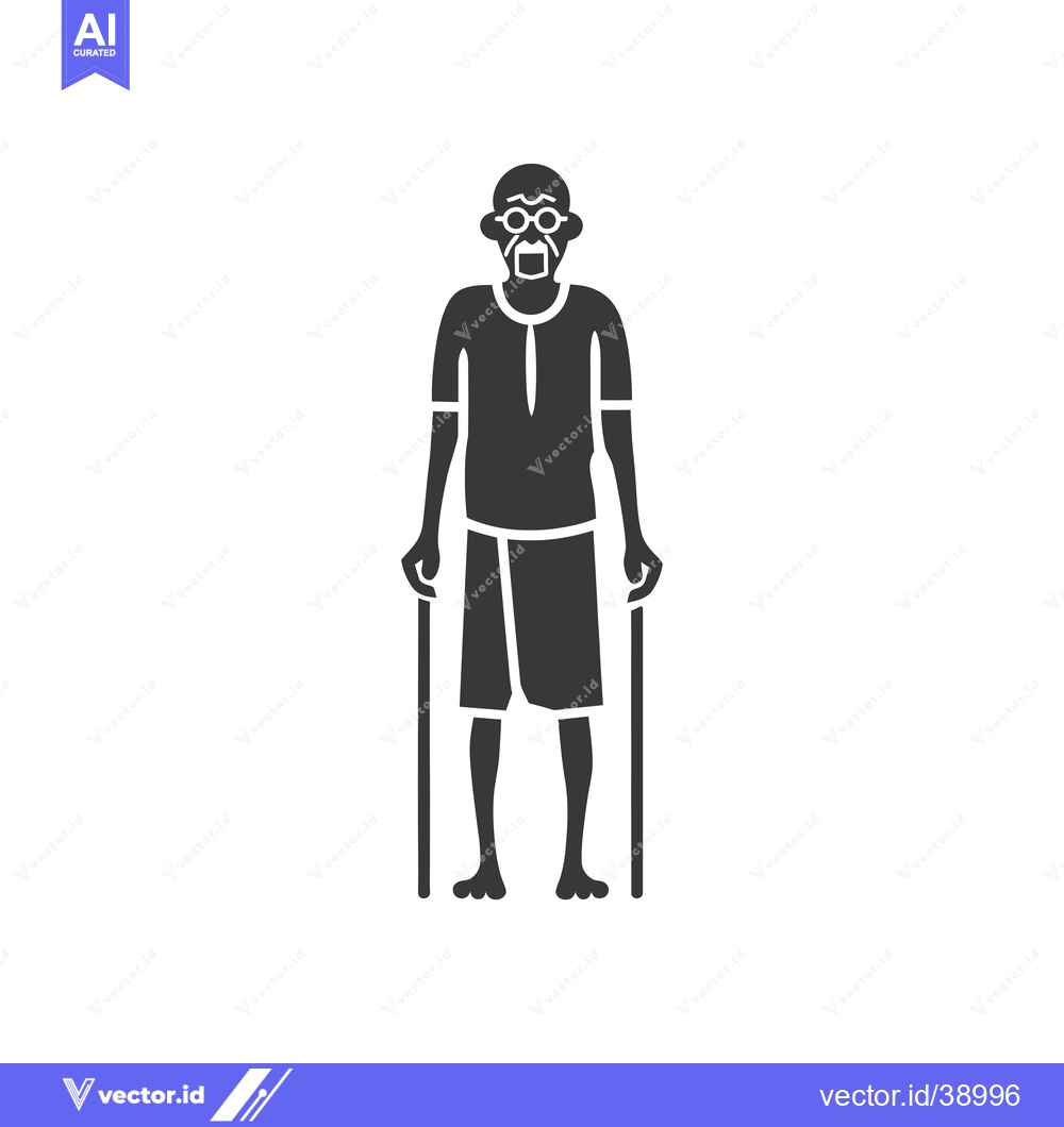 Premium Vector of Elderly Man with Walking Sticks